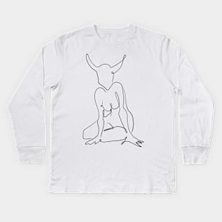 Taurus Celestial Line Art Kids Long Sleeve T-Shirt